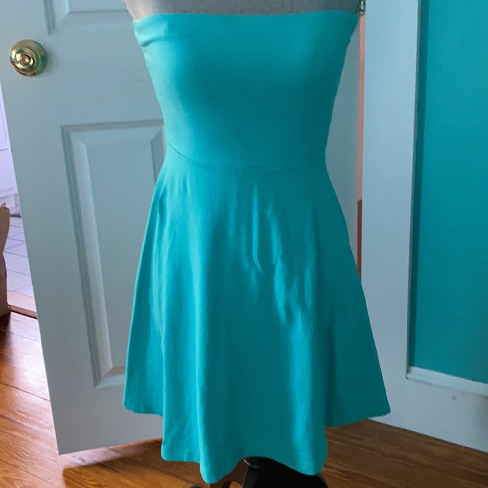 Express teal strapless dress